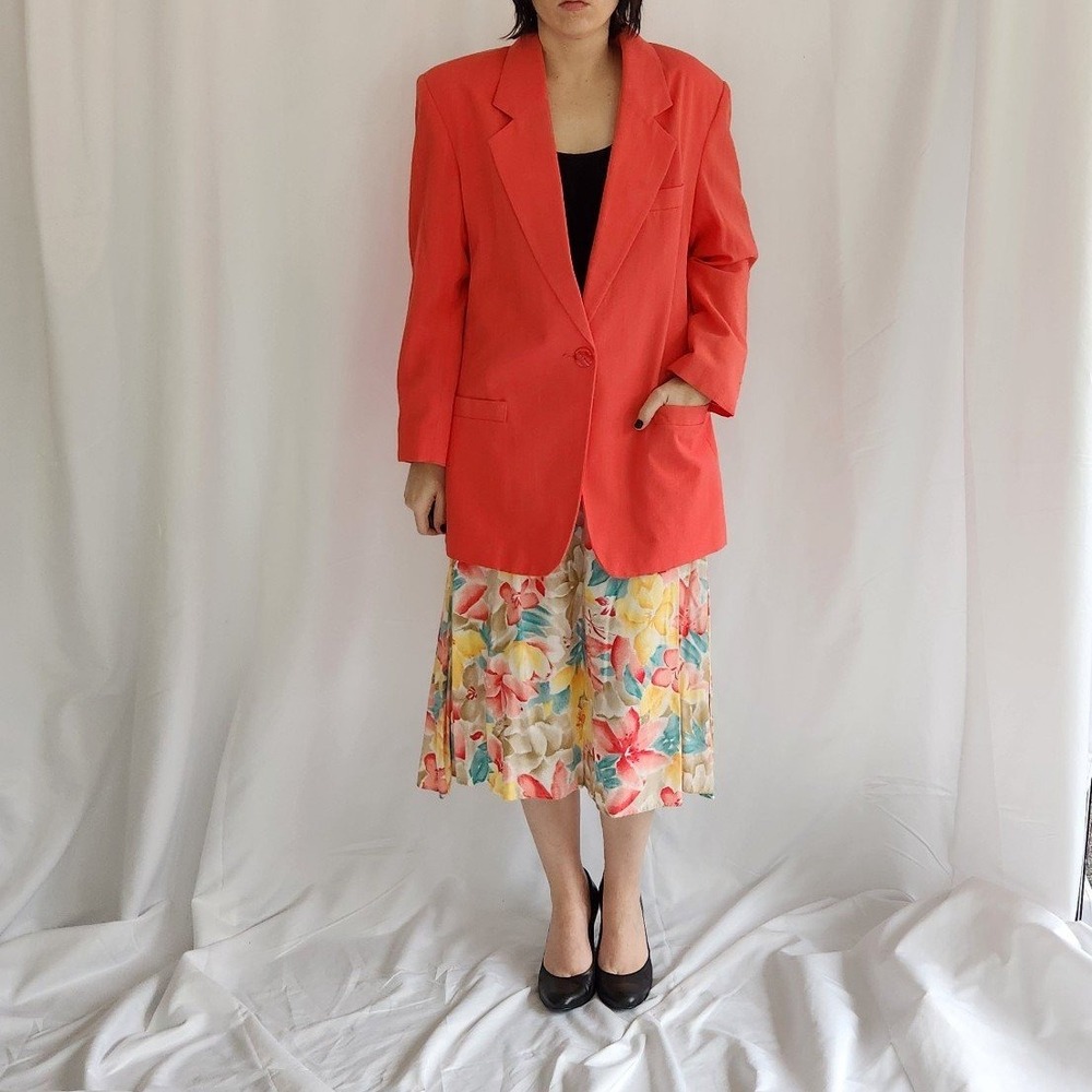 90s Pink‎ Blazer and Floral Skirt Set